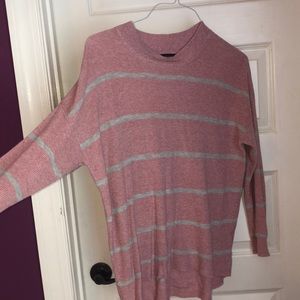 American Eagle Pink Sweater w/ White Stripes.